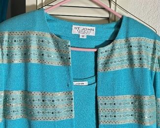 St John Evening by Marie Gray Turquoise Jacket, pants  & Top	size 12	
