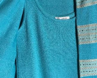 St John Evening by Marie Gray Turquoise Jacket, pants  & Top	size 12	
