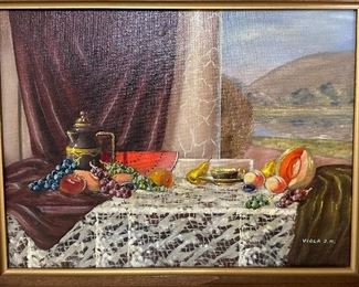 Original Art Viola JK Still Life Old Painting	Frame: 12x15x2in	
