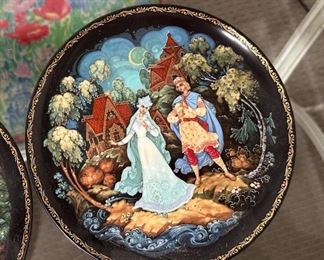 Lot of 8 Palekh Collectors Plates Russian tales	8in	
