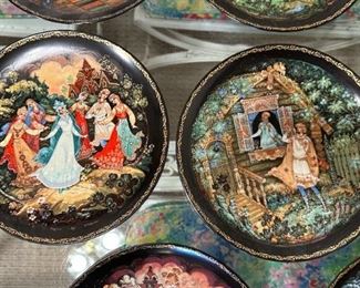 Lot of 8 Palekh Collectors Plates Russian tales	8in	
