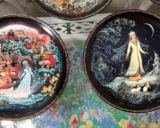 Lot of 8 Palekh Collectors Plates Russian tales	8in	
