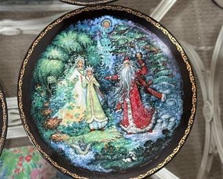 Lot of 8 Palekh Collectors Plates Russian tales	8in	
