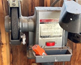 Vintage Sears Craftsman Commercial 397.19440 1/2 HP 3580 RPM Bench Block Grinder on Stand		
