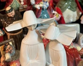 Lladro Monjas Nuns White Glazed Porcelain Figurine Handmade In Spain 1990 #4611	13.5x5x3in	HxWxD
