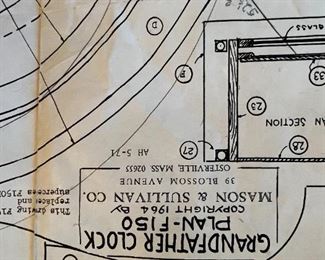 Mason & Sullivan Grandfather Clock	84in x 20in x 12in	HxWxD
