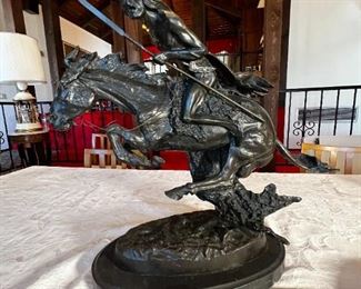 Frederic Remington The Cheyenne  Bronze Sculpture Statue 12/100 old bronze casting	21in. x 22in. x 9.5in	HxWxD
