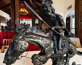 Frederic Remington The Cheyenne  Bronze Sculpture Statue 12/100 old bronze casting	21in. x 22in. x 9.5in	HxWxD
