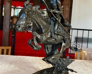Frederic Remington The Cheyenne  Bronze Sculpture Statue 12/100 old bronze casting	21in. x 22in. x 9.5in	HxWxD
