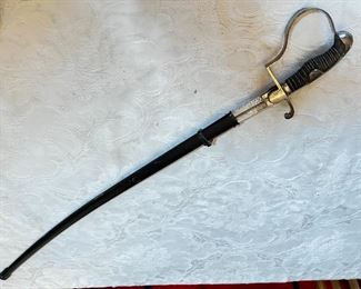 Vintage Military Officers Dress Sword	Blade length 34 in. Total length 39 .25 in	
