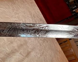 Vintage Military Officers Dress Sword	Blade length 34 in. Total length 39 .25 in	
