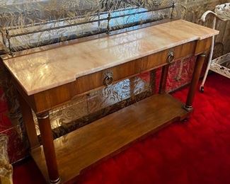 John Widdicomb Italian Provincial 48" 2 drawer Sofa / Console Table W. Marble Top	33in. x 48in.  x 14in.	HxWxD

