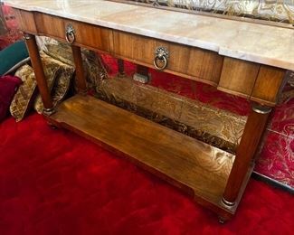 John Widdicomb Italian Provincial 48" 2 drawer Sofa / Console Table W. Marble Top	33in. x 48in.  x 14in.	HxWxD
