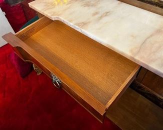 John Widdicomb Italian Provincial 48" 2 drawer Sofa / Console Table W. Marble Top	33in. x 48in.  x 14in.	HxWxD
