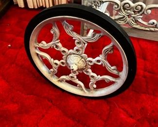 ANTIQUE VINTAGE IRON TEA CART WITH GLASS SHELVES	32x 37x21	HxWxD
