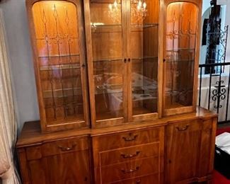Vintage John Widdicomb lighted china cabinet	81.75in x 70in. X 18.75in	HxWxD
