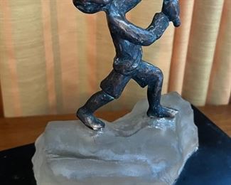 Rare Bouchard Bronze & Lucite Sculpture signed fishing boy MCM	16.5” x 9” x 5”.	HxWxD
