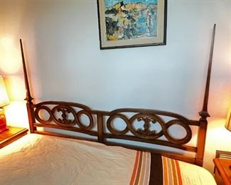 Mid century John Widdicomb king size bed	dimensions: 66.5 x 80. length of bed, 82 inches	
