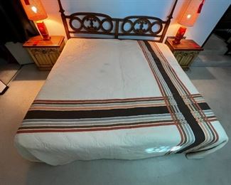 Mid century John Widdicomb king size bed	dimensions: 66.5 x 80. length of bed, 82 inches	
