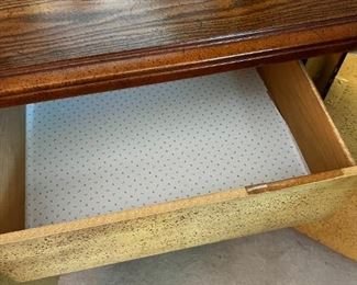 Nine drawer console dresser with mirror	Console dresser measurements, 30.5 x 70.5 x 19 mirror measurements 49.5 x 32.	
