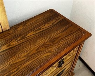 Nine drawer console dresser with mirror	Console dresser measurements, 30.5 x 70.5 x 19 mirror measurements 49.5 x 32.	
