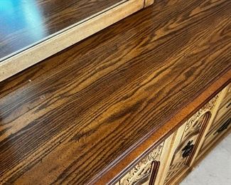 Nine drawer console dresser with mirror	Console dresser measurements, 30.5 x 70.5 x 19 mirror measurements 49.5 x 32.	
