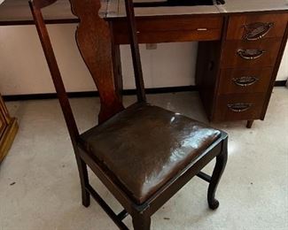 Wooden sewing desk and chair with sewing accessories	30.5 x 34 x 19.	HxWxD
