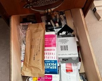 Wooden sewing desk and chair with sewing accessories	30.5 x 34 x 19.	HxWxD
