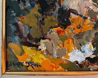 Vintage 1968 Original abstract, art, signed Nate Dunn “The Cove”	Painting size 16 x 20 frame size 21.25 x 25.5.	
