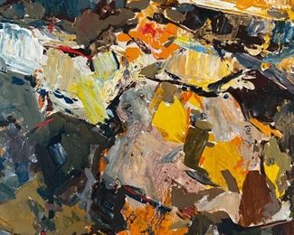 Vintage 1968 Original abstract, art, signed Nate Dunn “The Cove”	Painting size 16 x 20 frame size 21.25 x 25.5.	
