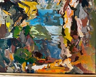 Vintage 1968 Original abstract, art, signed Nate Dunn “The Cove”	Painting size 16 x 20 frame size 21.25 x 25.5.	
