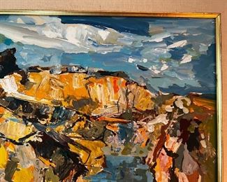 Vintage 1968 Original abstract, art, signed Nate Dunn “The Cove”	Painting size 16 x 20 frame size 21.25 x 25.5.	
