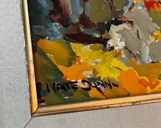 Vintage 1968 Original abstract, art, signed Nate Dunn “The Cove”	Painting size 16 x 20 frame size 21.25 x 25.5.	
