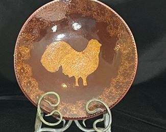 Folz Redware Pottery Chicken Plate