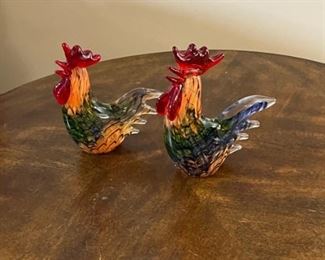 Gorgeous design art glass roosters