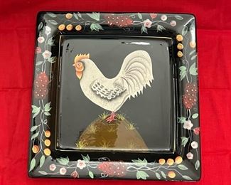 Hand painted glazed ceramic rooster