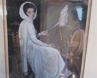Lady Hamilton at The Spinning Wheel. Painted by George Romney. Engraver H T Greenhead.