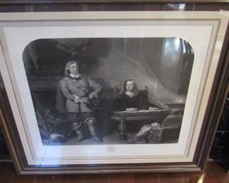 Portrait Oliver Cromwell and John Milton. Published approx. 1850, London. Painted by F Newenham. Engraver W H Simmons.