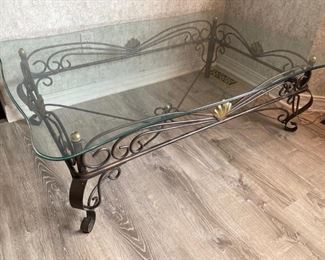 Beautiful large, high quality metal and glass coffee table