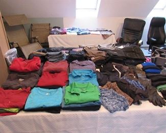 Men's shirt, size L - XL. Women's pants, size 6-12.