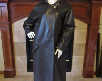 Nancy Lord hooded leather coat