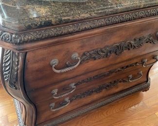 Bombay 3 drawer Chest with faux Marble top                                    38"w 20"d 32"t                                                                                                     $150.00