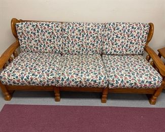 Oak Sofa with Floral pattern: 80"w 26"d 32"t                                          $135.00