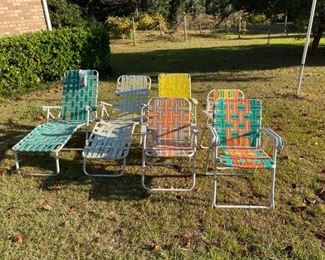 Lawn chairs with webbing
