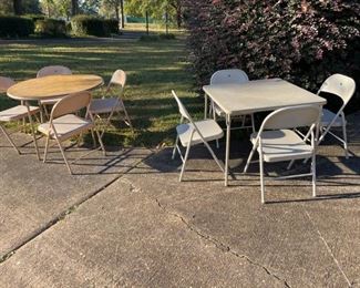 Card tables and folding chairs