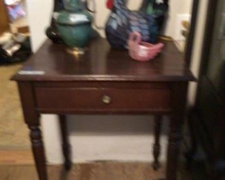 Small table with drawer + decor
