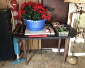 First storage building  - file cabinet, swing arm lamp, miscellaneous 