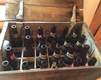 Inside crate- vintage bottles