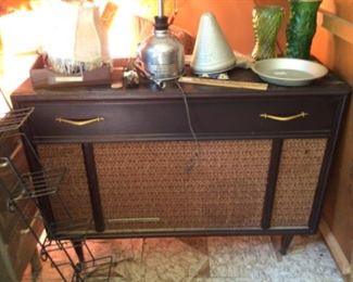 First storage building - stereo cabinet & miscellaneous 