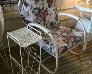 Front porch area (enclosed) - metal cushioned chair & side table/magazine rack